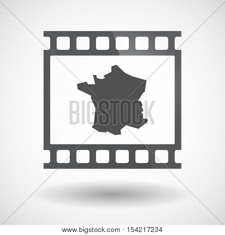 Isolated 35Mm Film Frame Slide Photogram With  The Map Of France