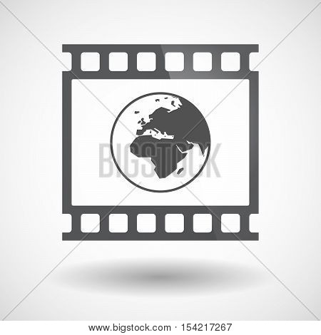 Isolated 35Mm Film Frame Slide Photogram With   An Asia, Africa And Europe Regions World Globe