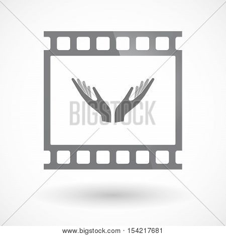 Isolated 35Mm Film Frame Slide Photogram With  Two Hands Offering