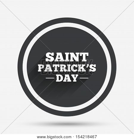 Saint Patrick sign icon. Holiday symbol. Circle flat button with shadow and border. Vector