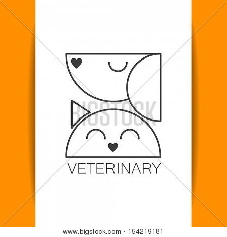 VETERINARY. Logo design template for veterinary clinic. Home pets logotype. Dog and cat concept for design of veterinary, pet shop, vetclinic, animal care, or other pet help and etc. Vector design.