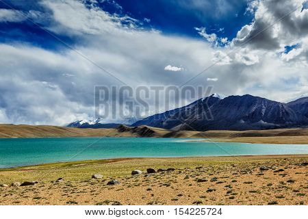 Himalayan lake Kyagar Tso, Ladakh, India