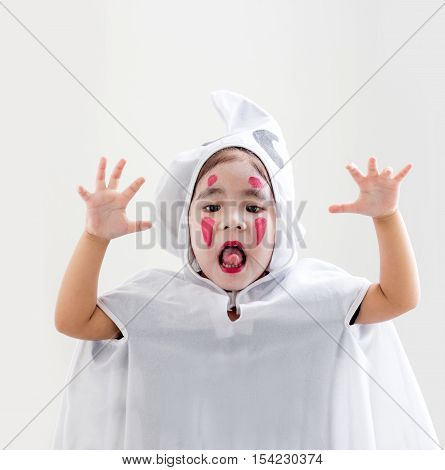 Asian Girl In Ghost Suite White