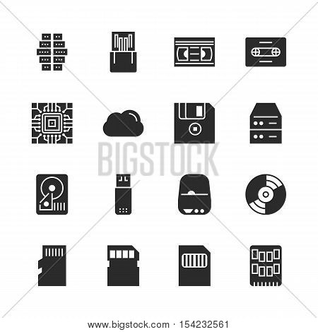 Data storage vector solid icon set eps 10