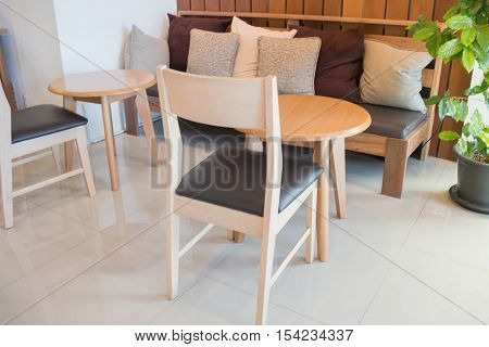 Interior blur of street coffee shop stock photo