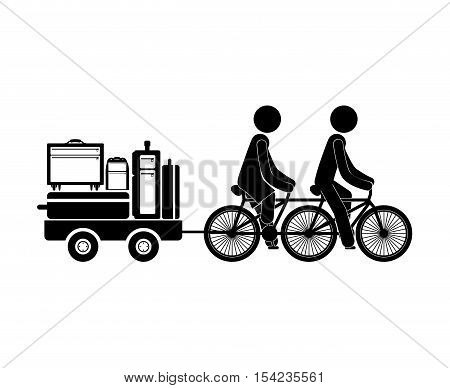black silhouette people transporting baggage vector illustration
