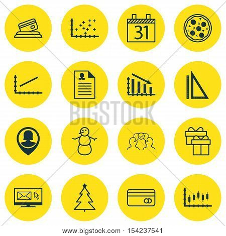 Set Of 16 Universal Editable Icons. Can Be Used For Web, Mobile And App Design. Includes Icons Such