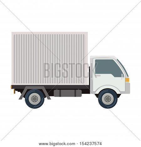 transport truck with vagon and wheels vector illustration