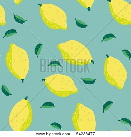 Seamless pattern with lemons and leafes. vector