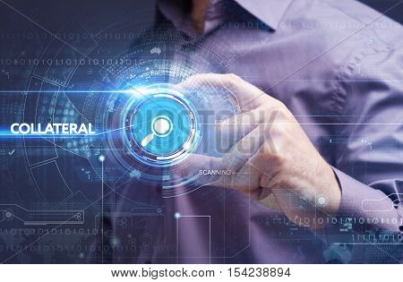 Business, Technology, Internet And Network Concept. Young Businessman Working On A Virtual Screen Of
