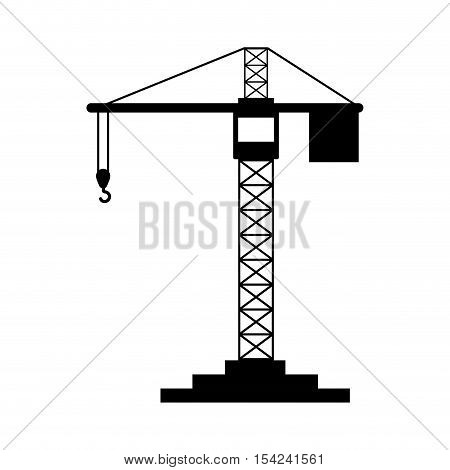 black silhouette construction tower crane vector illustration