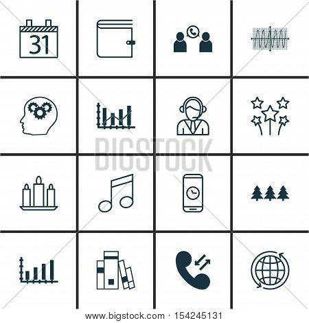 Set Of 16 Universal Editable Icons. Can Be Used For Web, Mobile And App Design. Includes Icons Such