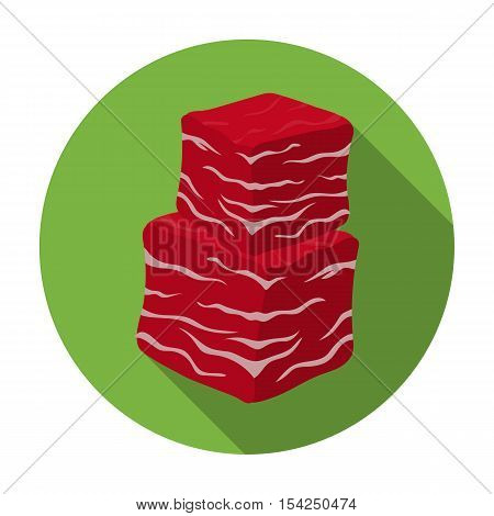 Diced beef icon in flat style isolated on white background. Meats symbol vector illustration