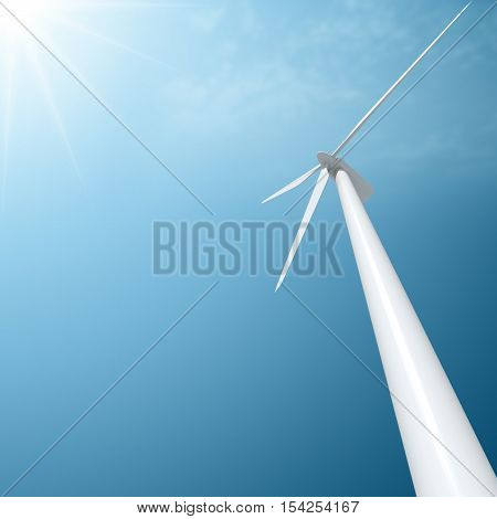 Wind Turbine (Eco concept and sustainability on the blue background)