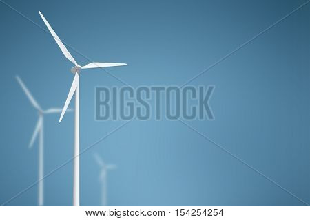 Wind Turbine (Eco concept and sustainability on the blue background) 3D illustration