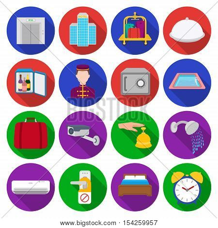 Hotel set icons in flat style. Big collection of hotel vector symbol stock