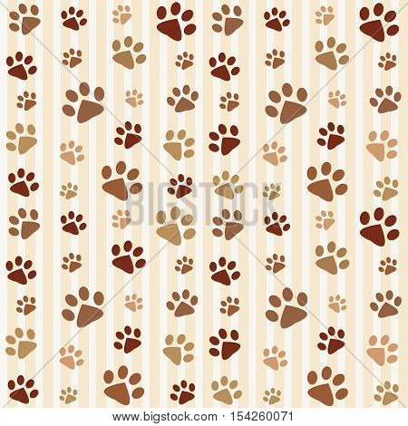 brown dog and cat footprints seamless pattern