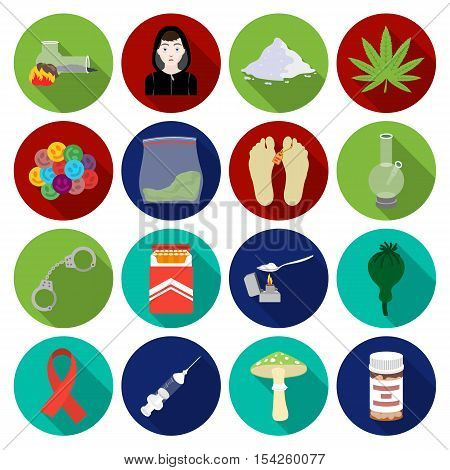 Drugs set icons in flat style. Big collection of drugs vector symbol stock