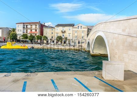 View at old city center of town Pag, Island Pag, Croatia summertime.