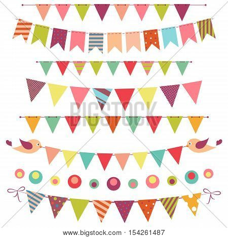 bunting and garland set isolated on white