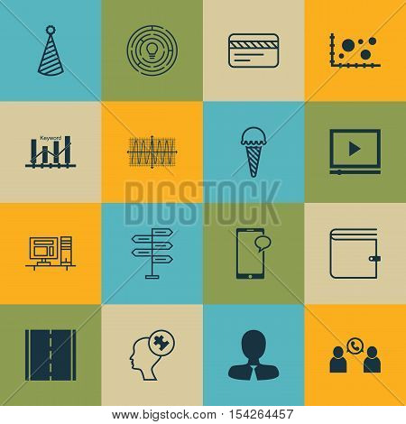Set Of 16 Universal Editable Icons. Can Be Used For Web, Mobile And App Design. Includes Icons Such
