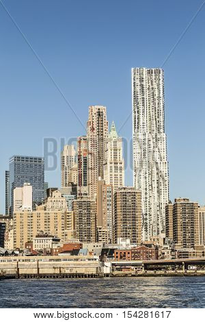 Manhattan Skyline Seen From Brooklyn Side
