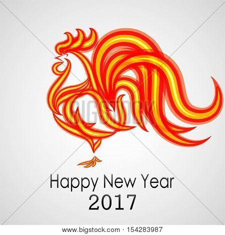 Happy New Year 2017. Fire rooster background. Greeting Card design. Vector eps 10