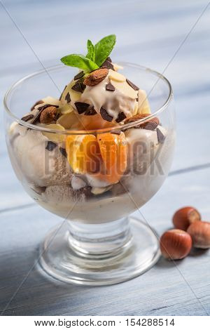Peanut Ice Cream With Fruits And Nuts