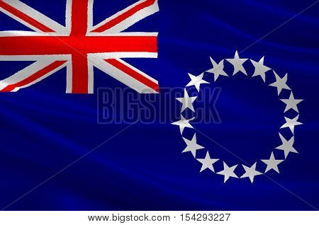 Flag of Cook Islands (New Zealand) Avarua - Polynesia. 3d illustration