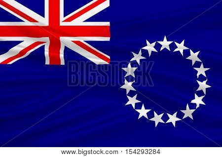 Flag of Cook Islands (New Zealand) Avarua - Polynesia. 3d illustration