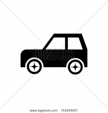 Vector car icon, isolated black silhouette oon white background.