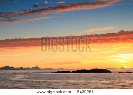 Beautiful sunrise over the Lofoten islan, Norway