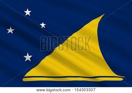 Flag of Tokelau (New Zealand) - Polynesia. 3d illustration