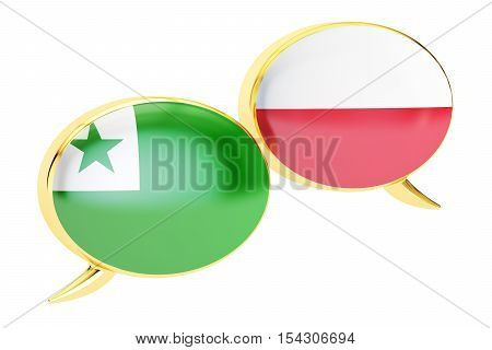 Speech bubbles Polish-Esperanto translation concept. 3D rendering