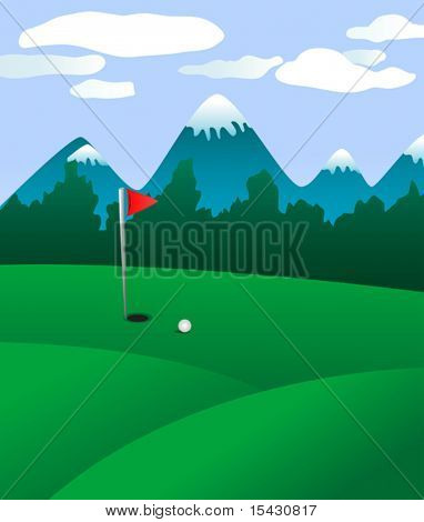 Vektor version. Golf felt landskab som et koncept af golfspil