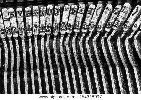 Antique Typewriter Showing Traditional Typebars Reversed Vi