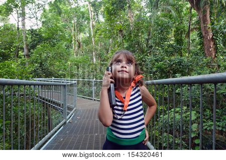 Child Listen To Information Daintree National Park Queensland  Australia