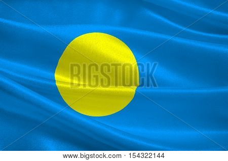 Flag of Palau Ngerulmud - Micronesia. 3d illustration