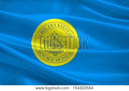Flag of Palau Ngerulmud - Micronesia. 3d illustration