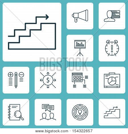 Set Of Project Management Icons On Innovation, Schedule And Personal Skills Topics. Editable Vector