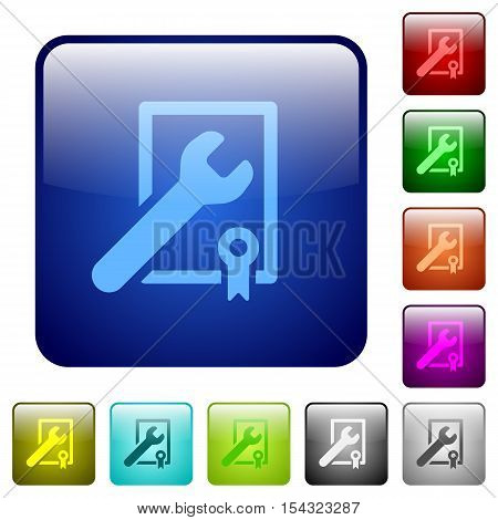 Award winning support color glass rounded square button set