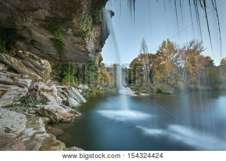 Beautiful cascade at dusk in Pedrosa de Tobalina Burgos Spain.