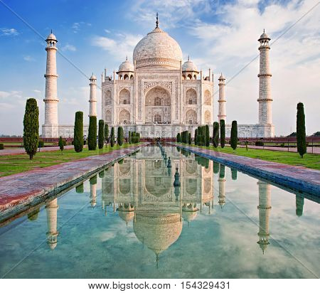 Taj Mahal in sunrise light Agra India