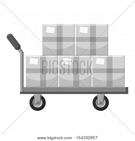 Truck with boxes icon. Gray monochrome illustration of truck with boxes vector icon for web