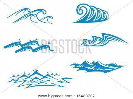 Set di simboli di onda per isolato su bianco. Disponibile anche versione vettoriale
