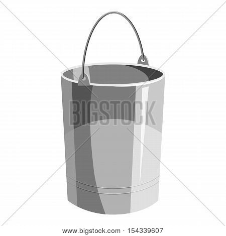 Metal bucket icon. Gray monochrome illustration of metal bucket vector icon for web