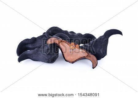 boiled bull horn Shaped Water Caltrop nut on white background