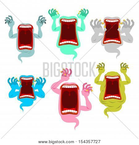 Spook Set. Mysterious Phantom. Angry Hungry Spirit. Horrible Wraith Frightening Screams. Monster Wit