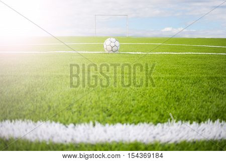 Artificial Turf Football Field Green On Sky Background