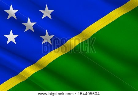 Flag of Solomon Islands Honiara - Melanesia. 3d illustration